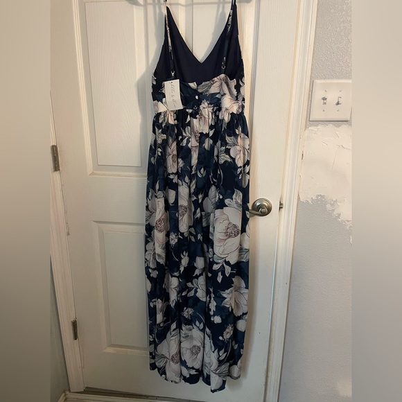 Blue Floral Maxi Dress with side slits - Picture 2 of 3